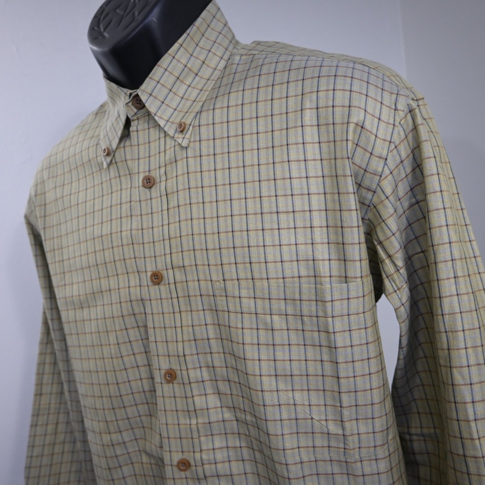 Robert Talbot Dress Shirt Plaid Long Sleeve Button Up Mens Size Medium